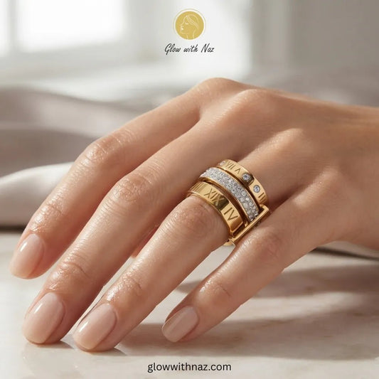 Waterproof & Anti-Tarnish 3 Layer Stainless Steel Roman Ring Set - Waterproof & Anti-Tarnish 3 Layer Stainless Steel Roman Ring SetJewelryGlow With NazGlow With NazR0299Stainless Steel Roman Set of 3 | Viral Statement Rings ring, girls rings, rings for girls, rings simple, simple rings, stainless steel jewelry, jewellery set, aesthetic jewelry, simple jewellery, chain, jewelry, artificial jewellery