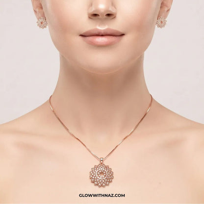 Zircon Burst Golden Pendant & Necklace Set - #Zircon Burst Golden Pendant & Necklace SetJewelryGlow With NazGlow With NazN0062Zircon Burst Golden Pendant & Necklace Set#