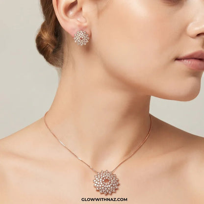 Zircon Burst Golden Pendant & Necklace Set - #Zircon Burst Golden Pendant & Necklace SetJewelryGlow With NazGlow With NazN0062Zircon Burst Golden Pendant & Necklace Set#